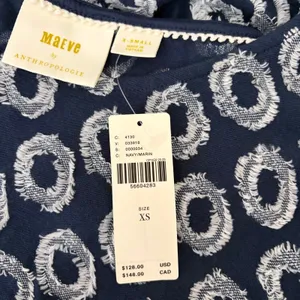 NWT!! Anthropologie MAEVE Lisanne Textured Tunic Tiered Dress Blue White X-Small thumbnail 11