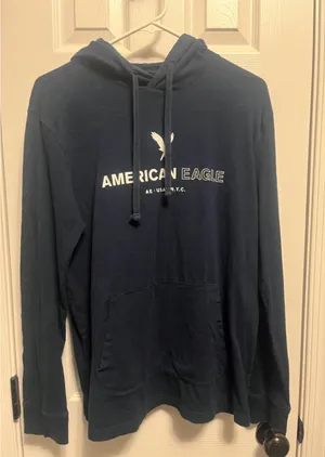 American Eagle Women's Navy Blue Lightweight Long Sleeve Hoodie Med Pre Teen thumbnail 1