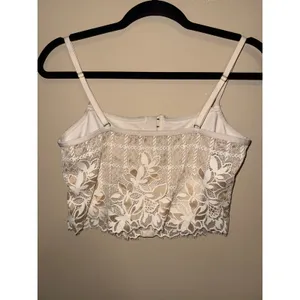 Aerie Real Good Lace Coquette Corset Crop Top‎ Cream Tan Floral Hook Eye L Fairy thumbnail 5