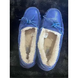 UGG Womens Suede Fur Lined Sheepskin Shoes Slippers Loafer DAKOTA 9 Comfort Teal thumbnail 5
