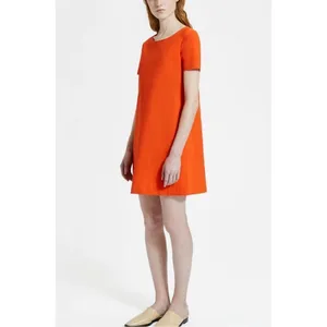 Theory Panel Shift Good Linen Mini Dress in Crunch Size XL Orange Short Sleeve thumbnail 4
