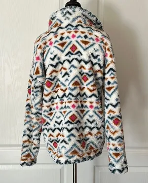 Eddie Bauer Geometric Tribal Print Plush Fleece Quarter Zip Pullover Apres Ski thumbnail 1