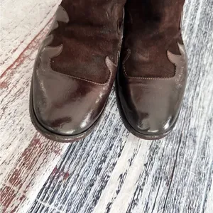 I.N.K. Shoes Vintage Brown Leather and Suede Western Style Booties​ thumbnail 6