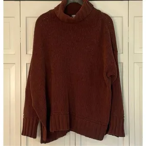 Aerie burgundy chunky knit cozy turtleneck sweater small thumbnail 3