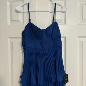 Lulu’s Cascading Crush Blue Tiered Bustier Midi Dress NWT thumbnail 6