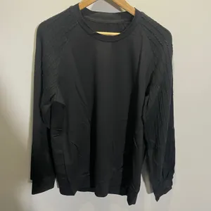 Womens Black Cable Knit‎ Mixed Media Raglan Long Sleeve Sweatshirt Top Size L thumbnail 2