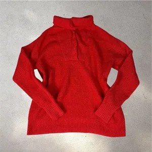 Aerie CozyUp Waffle Button Sweater Women’s XXS Red Oversized Grandpa Cabincore thumbnail 3