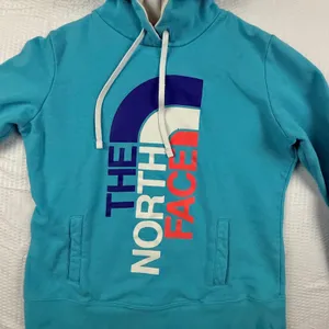 The North Face Womens Turquoise Blue Logo Pullover Hoodie Sweatshirt Size L thumbnail 3