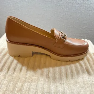 1133|NWOT Naturalizer Darry Leather Platform Chain Lug Sole Loafer Tan Women 12M thumbnail 9