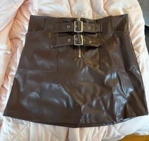 Brown leather skirt Size M thumbnail 1