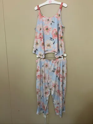 Linea Donatella Patterned Tank Top And Pants Lounge Set Womans Size XL thumbnail 8