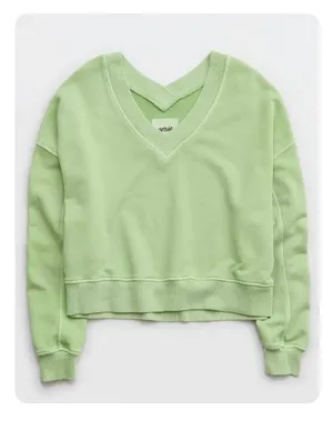 Aerie Green V-Neck Oversized Sweatshirt thumbnail 1