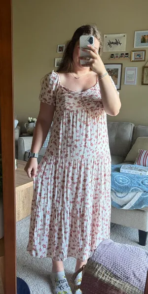 Flower Maxi Dress Pink Size M thumbnail 1