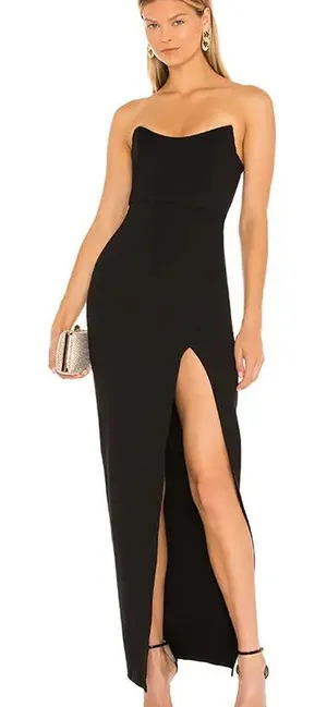 Superdown Ryleigh Strapless Maxi Dress Black XS Revolve Slit thumbnail 1