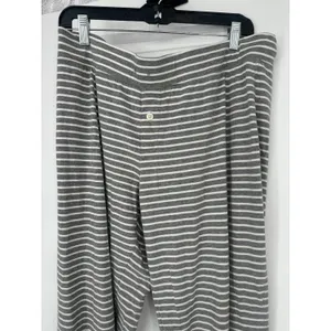 J.Crew Pajama Set Women L Gray Striped Long Sleeve Button Up Pants Loungewear thumbnail 10