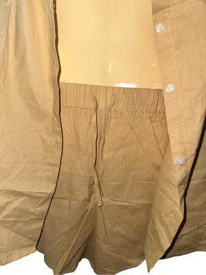 Tan Short Sleeve Button-Up Top and Shorts Set thumbnail 5