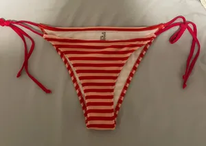 pink and red striped bikini bottoms thumbnail 1