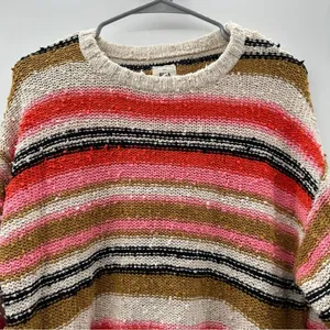 Billabong Easy Going Multicolor Chunky Knit Long Sleeve‎ Cropped Sweater Sz XS thumbnail 4