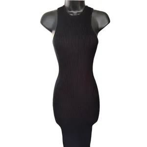 Meshki Knit Ribbed Bodycon‎ Maxi Dress sz XS Black thumbnail 2