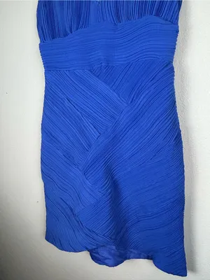 Do + Be Blue V-Neck Pleated Mini Dress - Classic Spaghetti Strap Size Small thumbnail 3