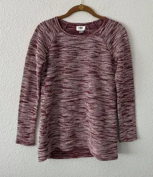 Old Navy Red Heather Sweater Burgundy Lightweight Small Cotton blend Layer Top thumbnail 1
