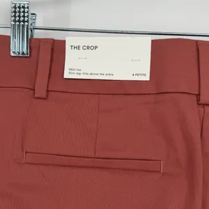 Ann Taylor Factory The Crop Mid‎ Rise Slim Leg Pants Dark Rose 4P Petite NWT thumbnail 4