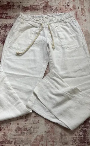 Roxy White Linen Pants Oceanside thumbnail 1