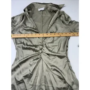 ASOS DESIGN satin mini skirt dress with ruched detail in Green Size‎ 6 thumbnail 3
