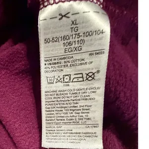 Gap Arch Logo Fleece Hoodie Plum Purple Pullover Sweatshirt XL RN 54023 thumbnail 7