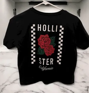 Hollister Crop top VSCO style Floral T-shirt Rose California checkered XS Y2K thumbnail 1