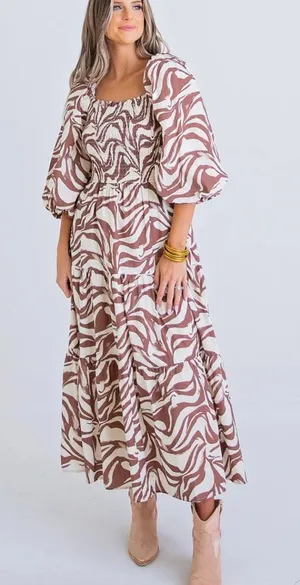 *NEW* Karlie Poplin Smocked Zebra Dress thumbnail 1