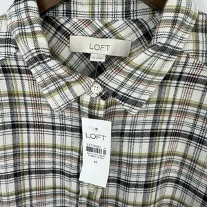 LOFT Plaid Button Down Shirt Women Medium Long Sleeve Preppy Academia Cottage‎ thumbnail 2