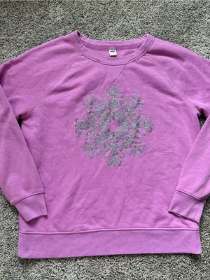 Old Navy Lavender Crewneck Sweatshirt with Silver Glitter Snowflake thumbnail 1