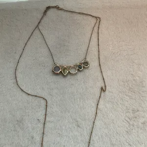 Two Layered Necklace with stones Silver thumbnail 6