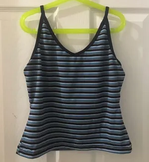 Blue striped cropped tank Size M thumbnail 1
