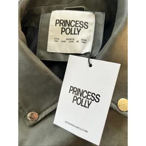 NWT! Princess Polly Curve Magnets Faux Leather Jacket Washed Charcoal Size US 14 thumbnail 5