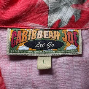 VTG‎ Caribbean Joe Red Tropical Floral Sleeveless Button Up Top Resort Womens L thumbnail 2