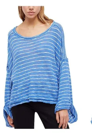 We The Free Island Girl Hacci Blue Striped Oversized Top thumbnail 9