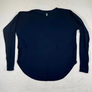 FP Movement Free People Navy Blue Ribbed Henley Long Sleeve Thumbhole Top S thumbnail 5