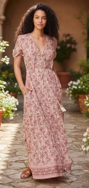 Faherty‎ Orinda cotton maxi gown size small thumbnail 1