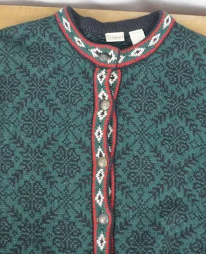 LL Bean Nordic Cotton Cardigan Sweater Medium thumbnail 3