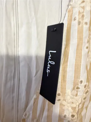 Lulus Sunny Crush Beige and Ivory Striped‎ Embroidered Mini Dress Size XL NWT thumbnail 6
