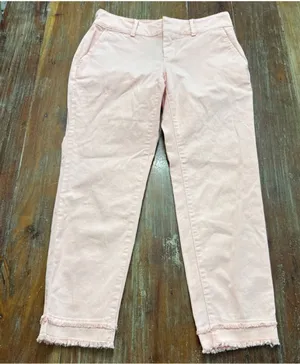LOFT Peach Girlfriend Chino Petite Ankle Pants 4P Frayed Hem NWT thumbnail 1