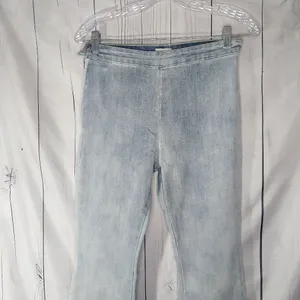 POL Light Wash Raw Hem High-Rise Boho Flared Women Jeans Size M thumbnail 3