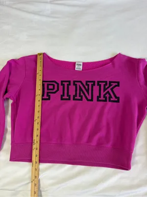 PINK - Victoria's Secret Everyday Lounge Crop Crew Sweater Jacket Top Fuchsia L thumbnail 5