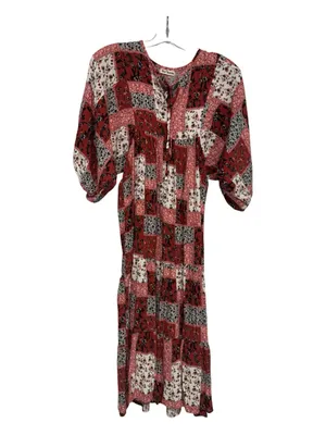 bo’hem Bohemian Patchwork Floral Tiered Midi Dress Size Small thumbnail 3