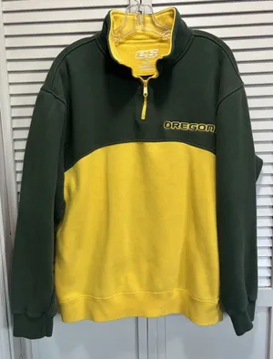 E5 Oregon Ducks College Football 1/4 Zip Pullover Logo Embroidered‎ thumbnail 1