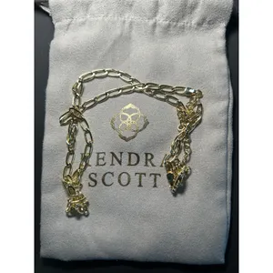 Kendra Scott Gold Tone Paperclip‎ Chain Necklace with Logo Charm and Dust Bag thumbnail 4