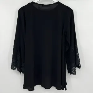 For Love‎ & Lemons Bourbon Black Lace Bell Sleeve Top Blouse Women's Size XS thumbnail 5