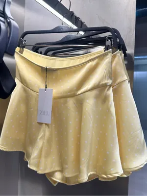 Zara Yellow Polka Dot satin flowy shorts thumbnail 2